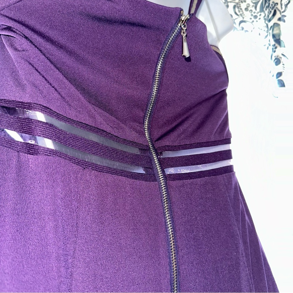 Long formal plum dress with rhinestone accents - Picture 4 of 9